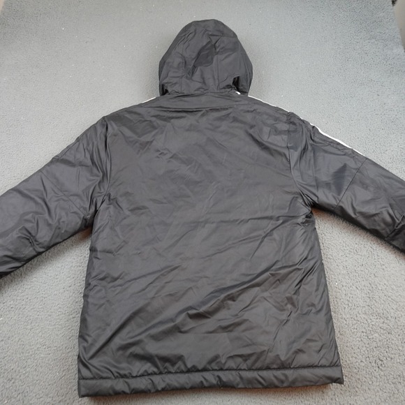 Adidas Essentials Insulated Hooded Jacket Mens Small Black 3 Stripe GH4601 - Picture 8 of 12